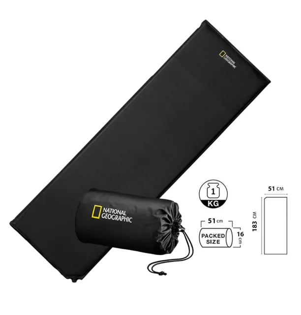 Самонадувний каремат National Geographic Sleeping Matt 183x51x2 см Black